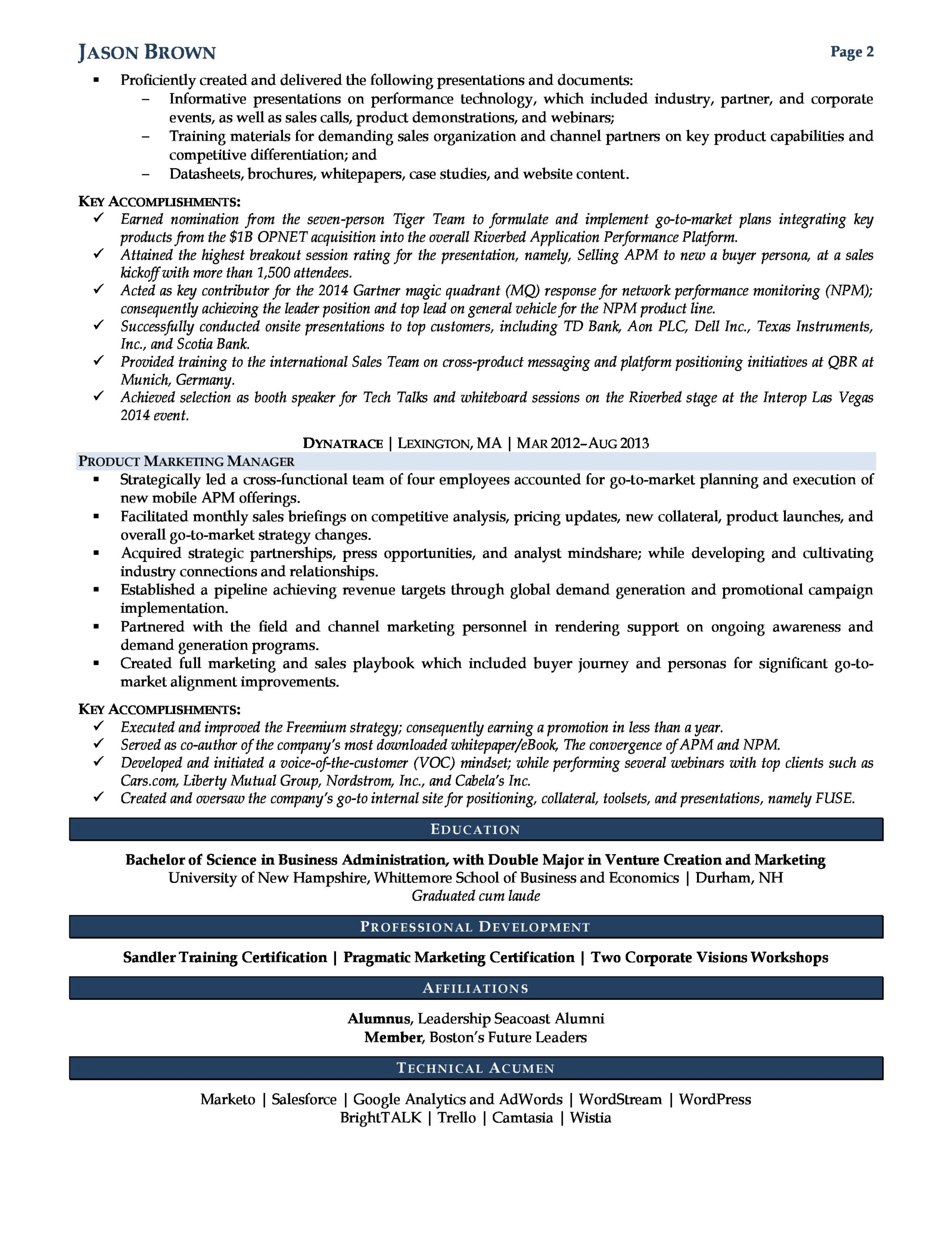 Product Marketing Manager Resume Examples Rpw Resume Sample