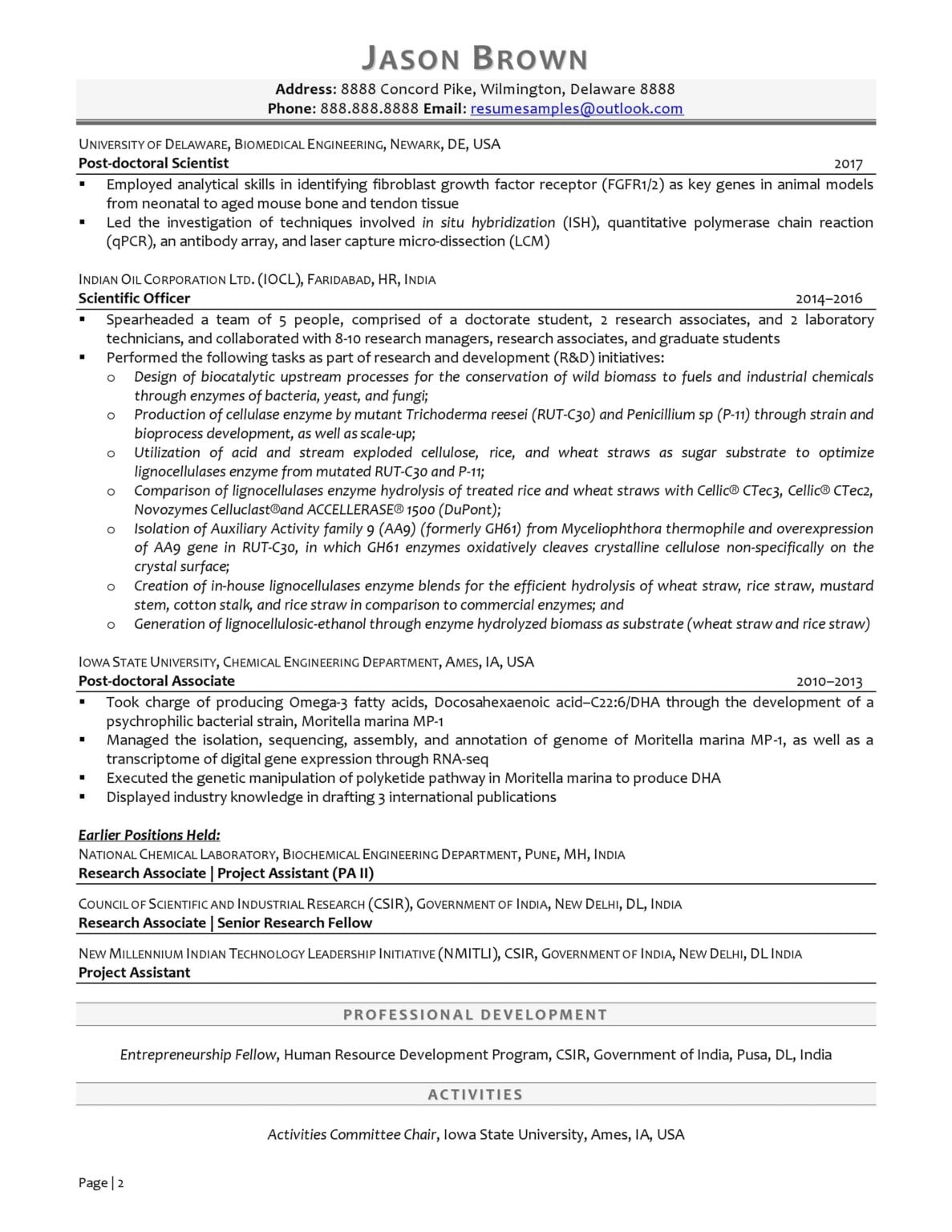 Research Scientist Resume Example | Resume Professional Writers