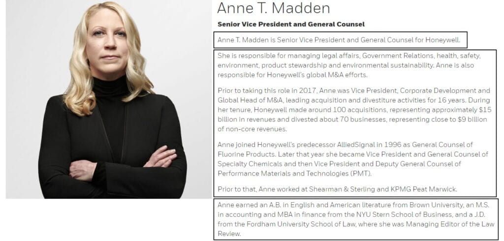 The Best Professional Bio Examples Include This Bio Of Anne Madden For Honeywell