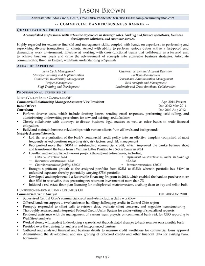 Business Banker Resume Examples Page 01 1.Jpg 1