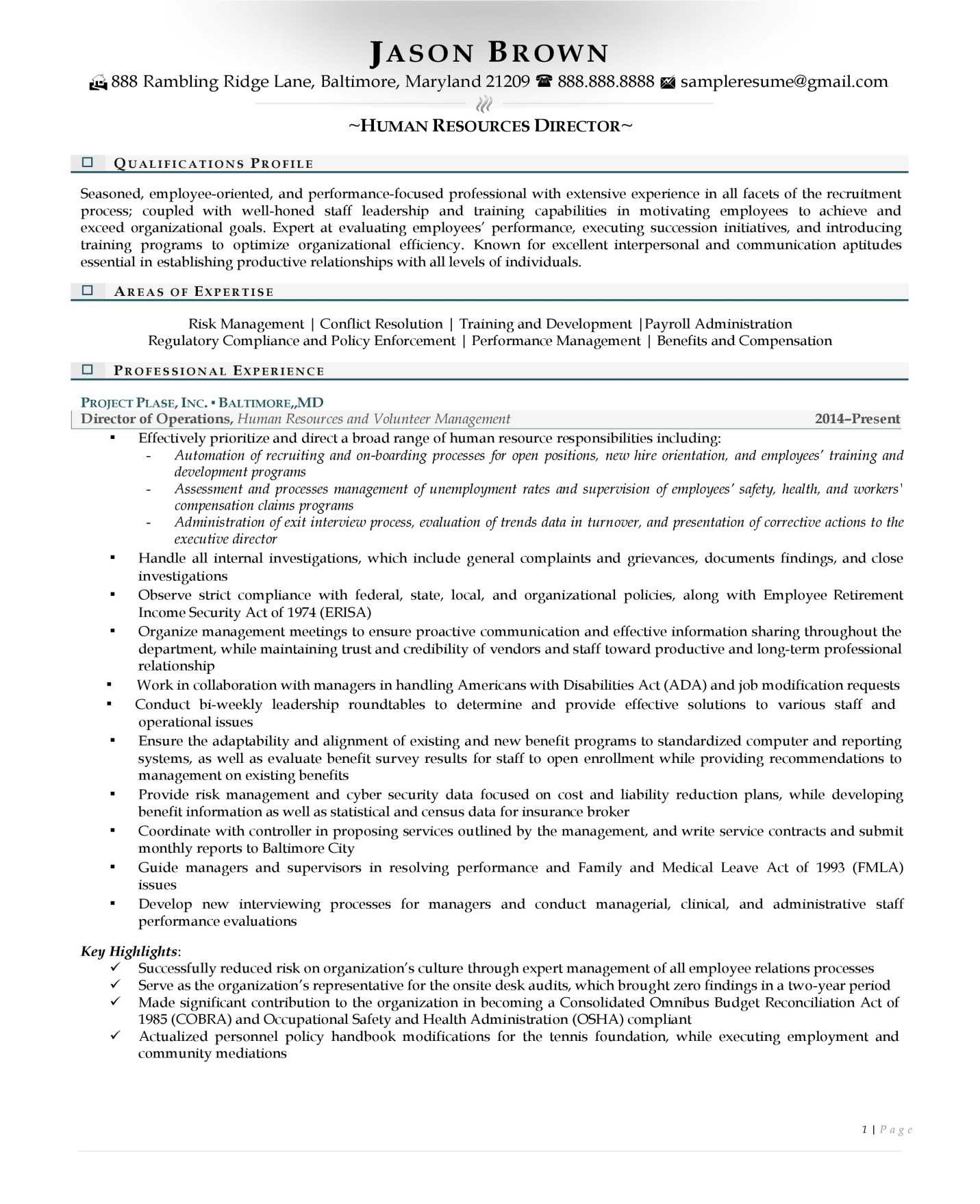 Human Resource Director Resume Examples Page 01