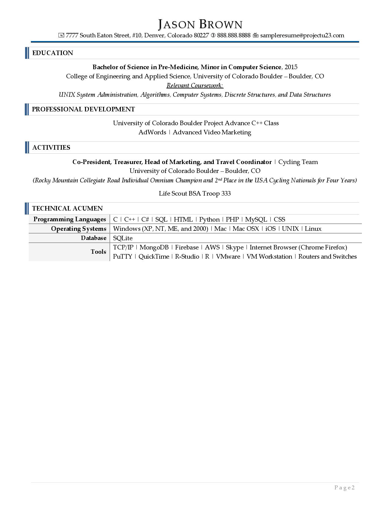 Junior Software Engineer Resume Examples