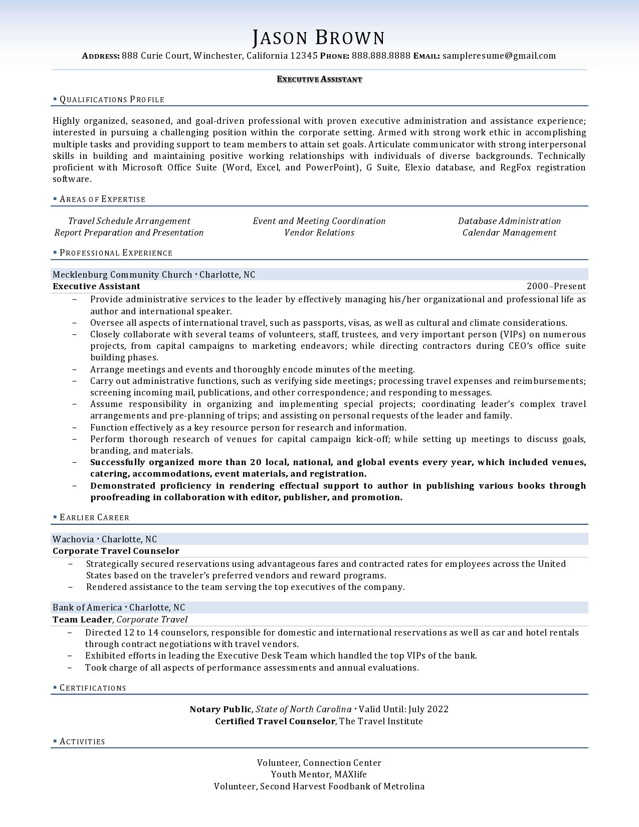 Executive Assistant Resume Examples Resume Professional Writers