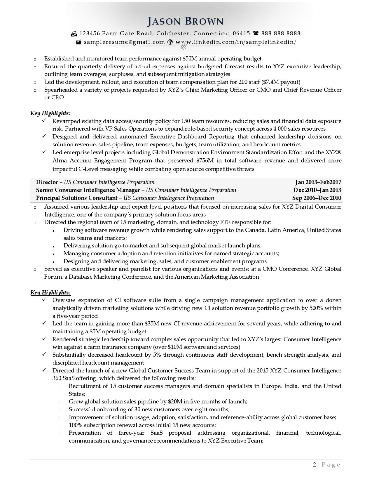 Senior Director Resume Examples