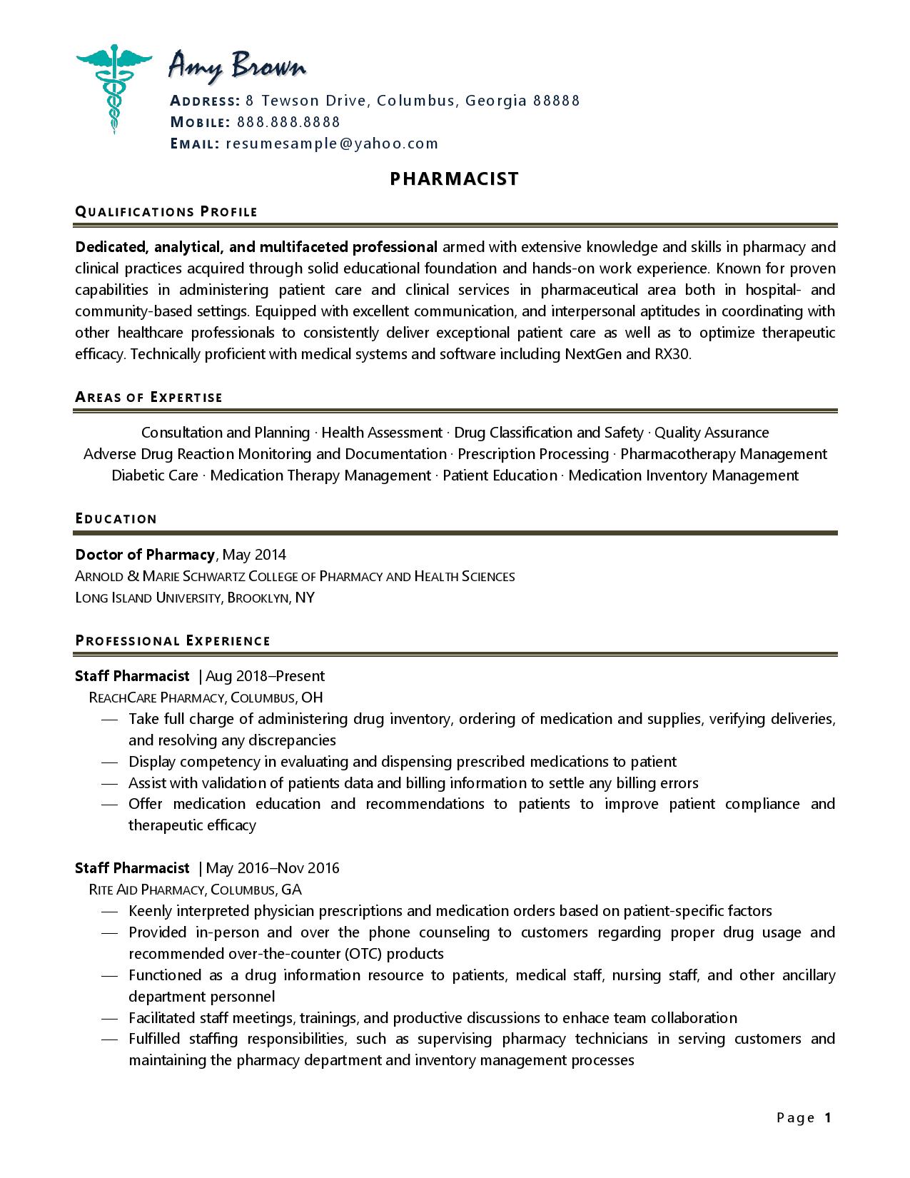 Pharmacist Resume Template Examples Skills More - vrogue.co