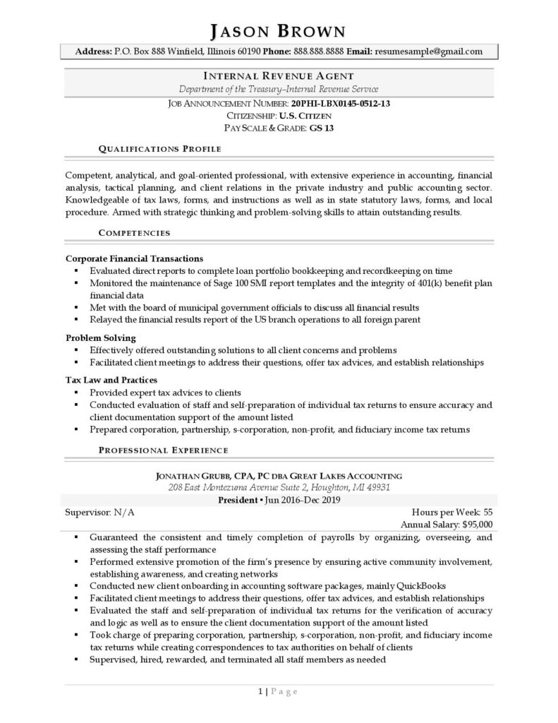 resume writing for federal jobs
