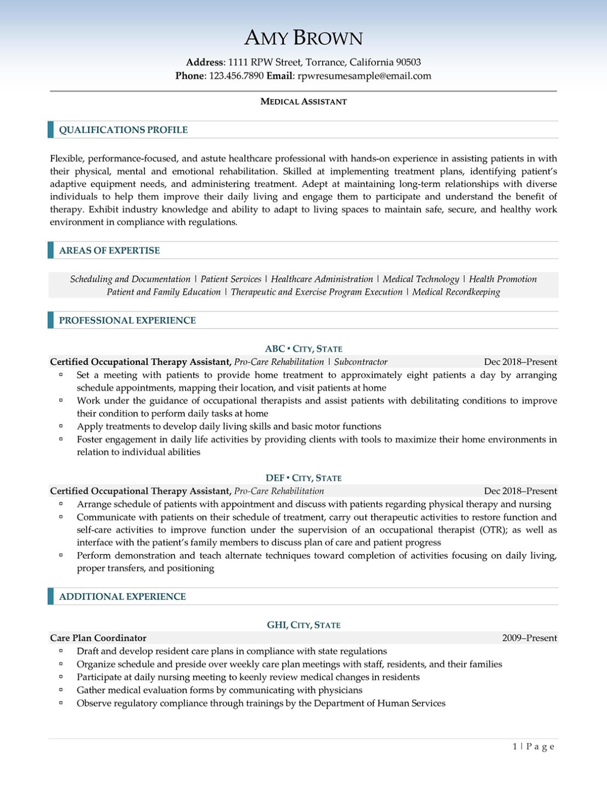 Medical Assistant Resume Example | Resume Professional Writers