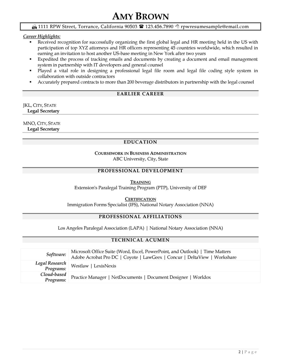 Paralegal Resume Example And Writing Techniques An In Depth Guide