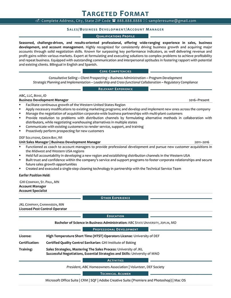 Resume Format Examples | Resume Professional Writers