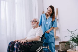 Travel Nurse Assisting Patient