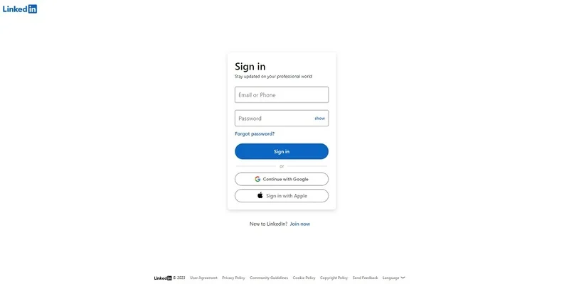 Linkedin Login Page