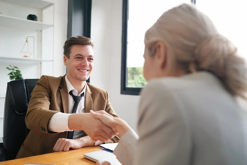 A Successful Job Interview Showing A Confident Candidate