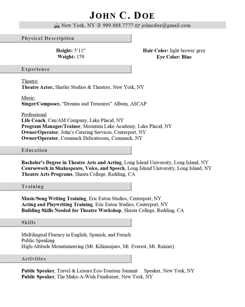 Actor Resume Example Page 0001 1