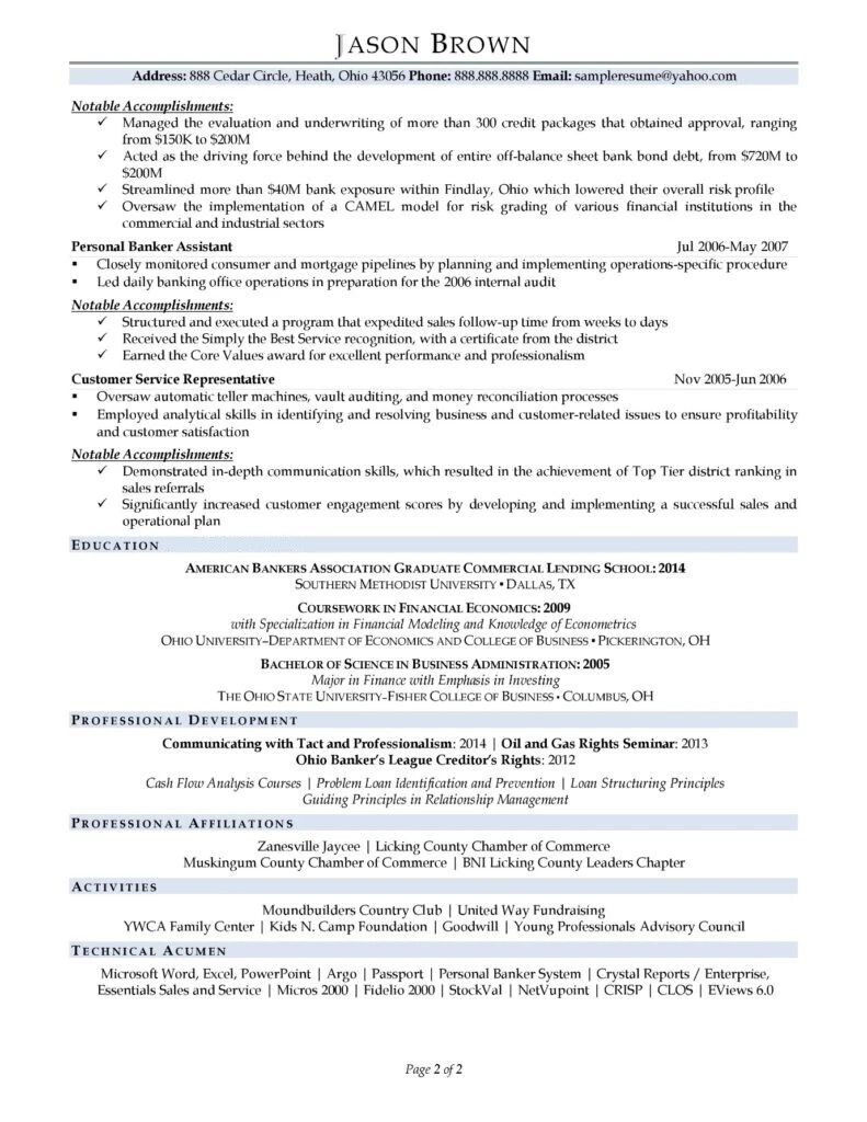 Business Banker Resume Examples Page 02 2