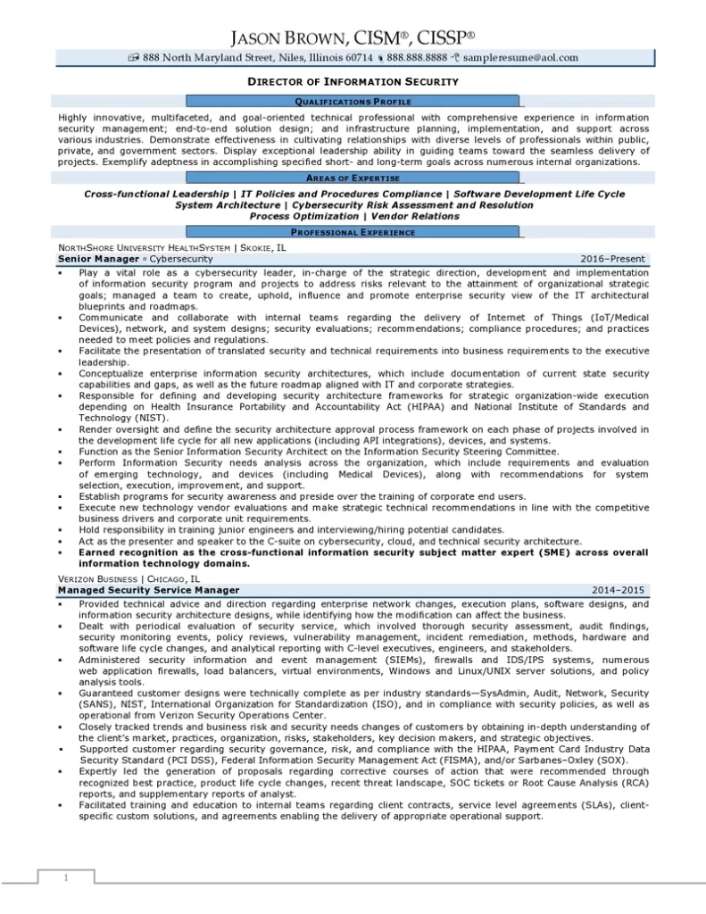 Director Of Information Security Resume Examples Page 01 1