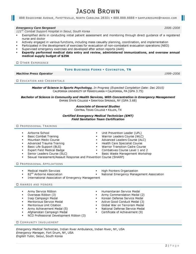 Emergency Management Coordinator Resume Examples Page 2 1 1