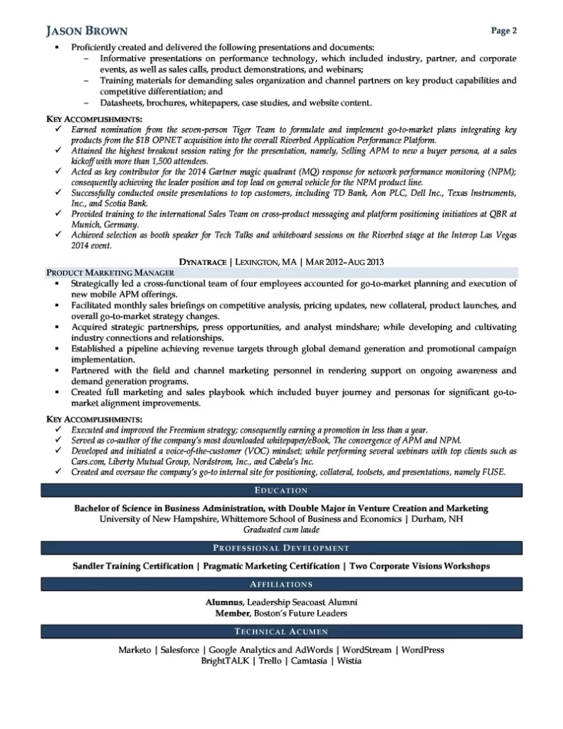 Product Marketing Manager Resume Examples Page 2 1