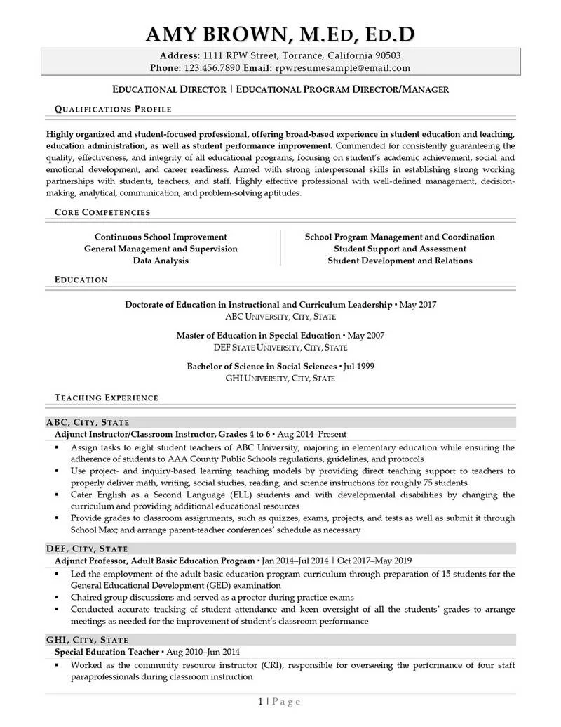 Rpw Academic Resume