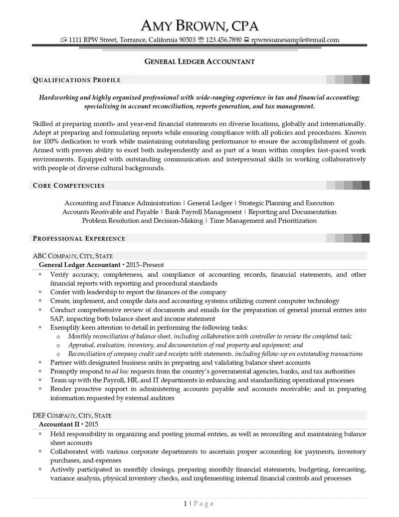 Rpw Accounting Resume Example Page 1