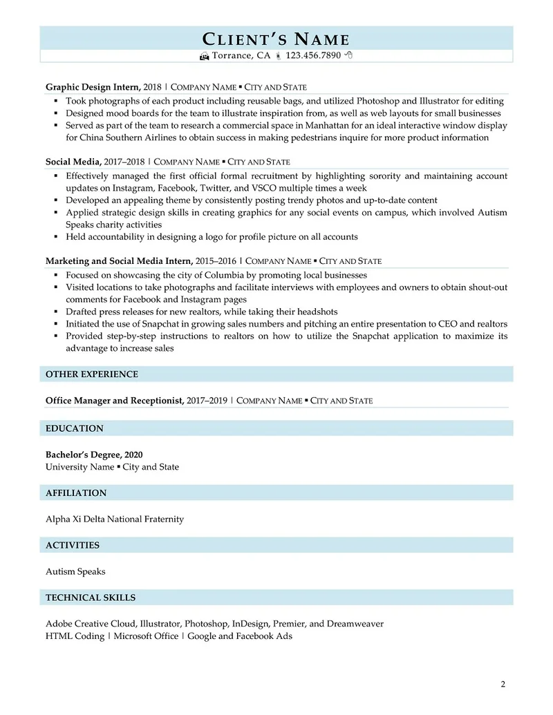 Rpw Advertising Resume Example Page 2