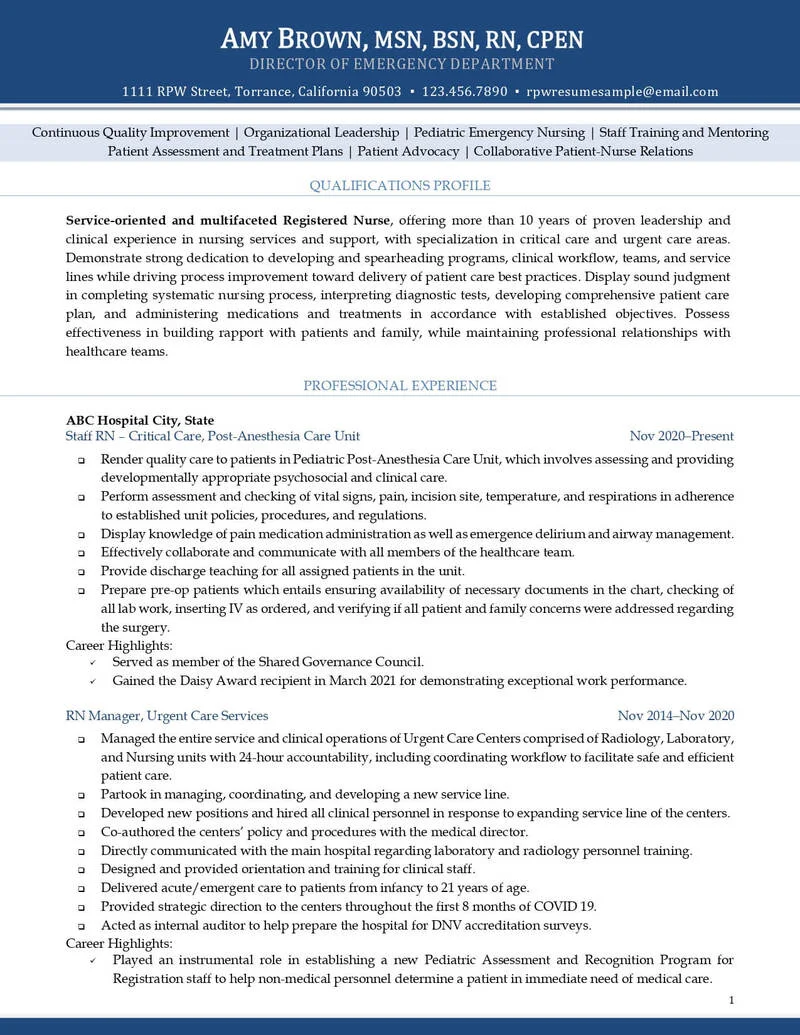 Rpw Chronological Resume Example Page 1