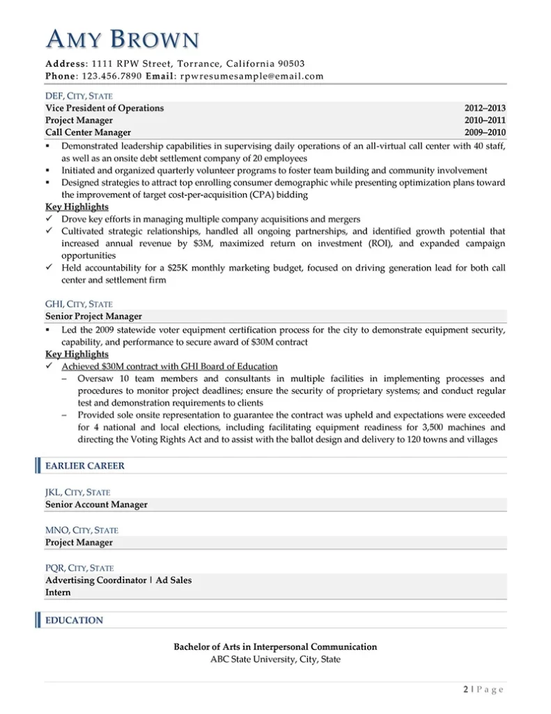 Rpw Coo Resume Example Image 2