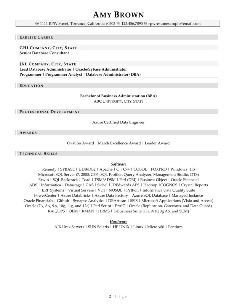 Rpw Data Engineer Resume Example Page 2