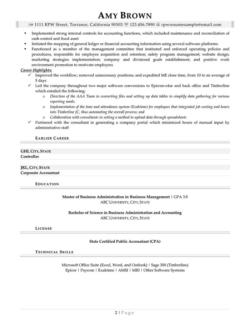 Rpw Executive Resume Example 2