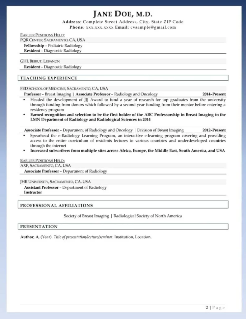 Rpw Field Specific Cv Example 2 Page 2 791X1024 1