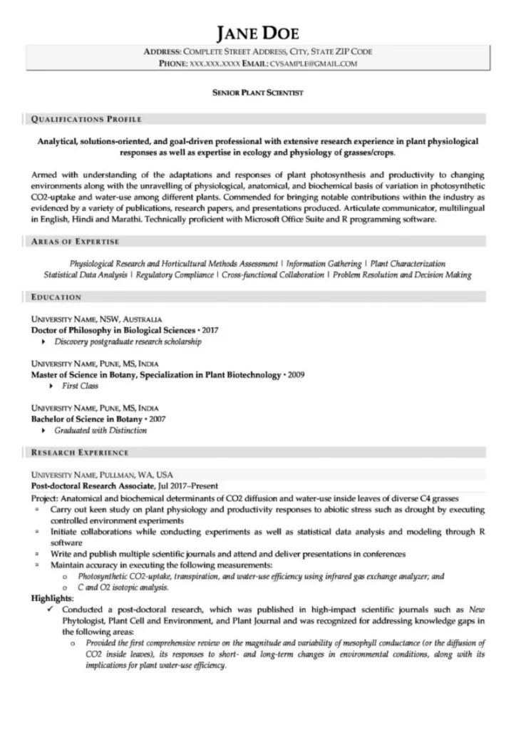 Rpw Field Specific Cv Example Page 1 724X1024 1