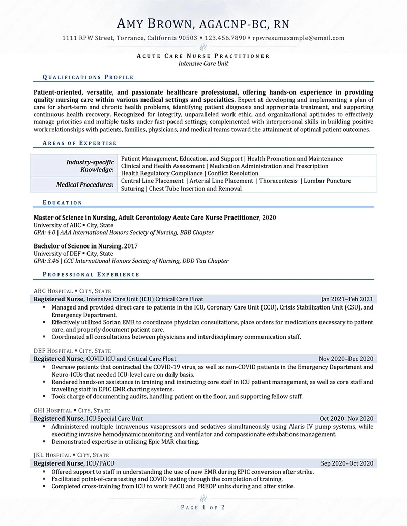 Rpw Icu Nurse Resume Example 01