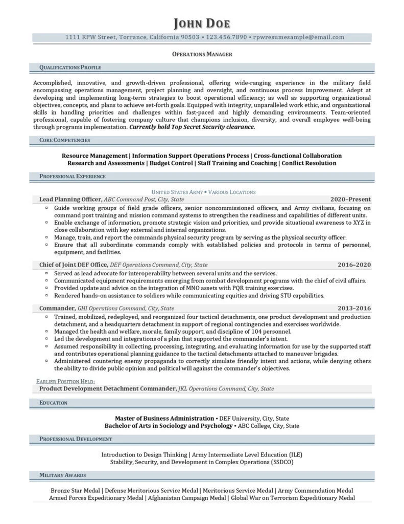 Rpw Military Resume Example 791X1024 1