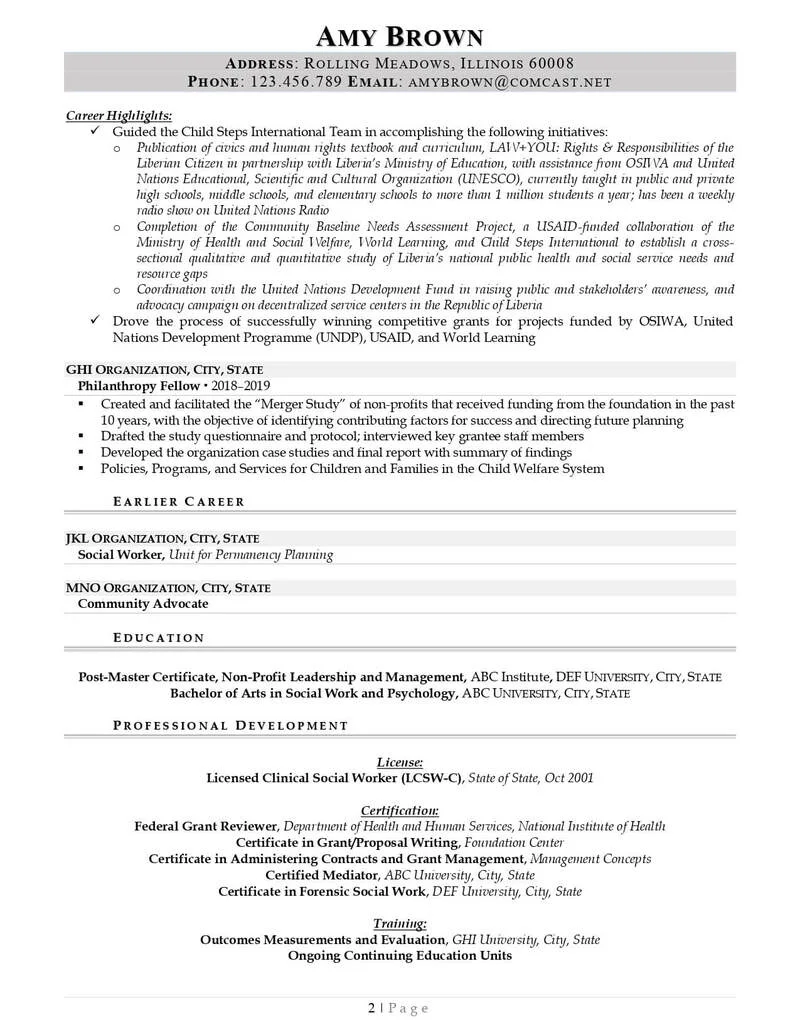 Rpw Nonprofit Resume Example Page 0002