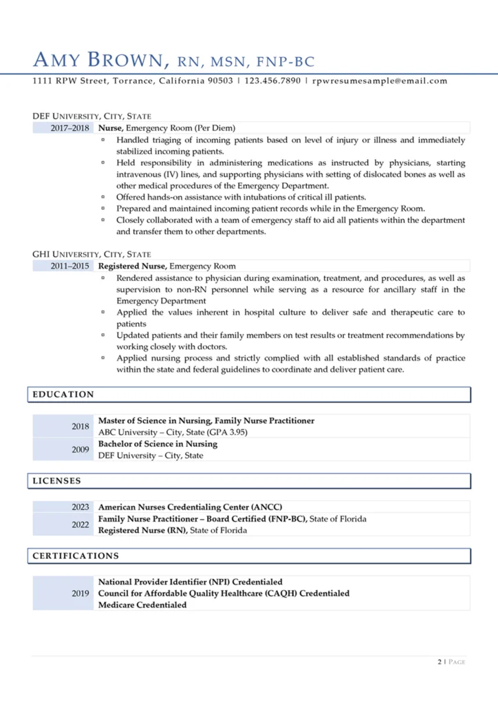 Rpw Nurse Practitioner Resume Example 02 1 724X1024 1