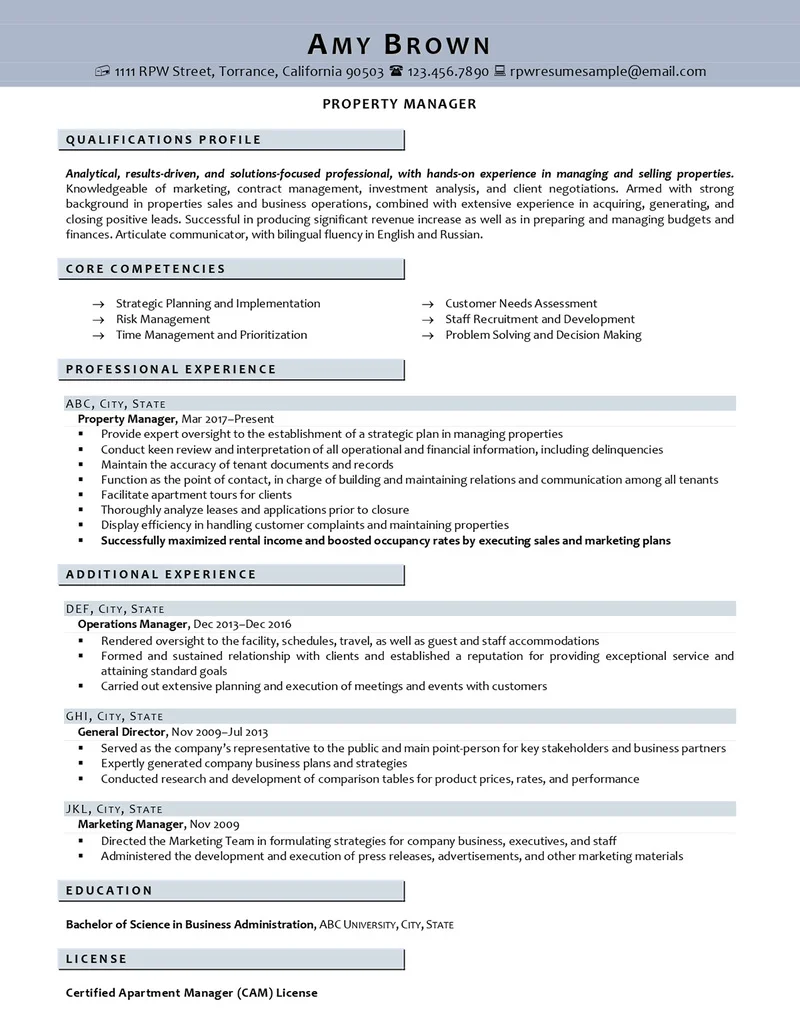 Rpw Real Estate Resume