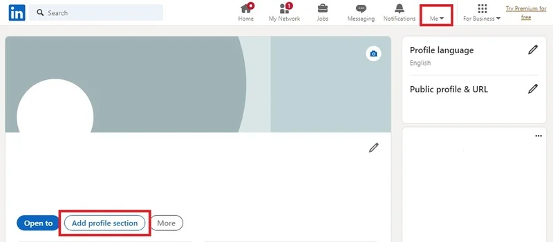 Screenshot Of Linkedins Add Profile Section