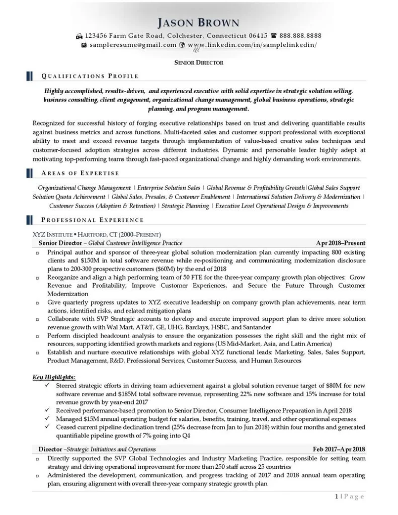 Senior Director Resume Examples Page 01