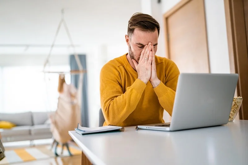 Stressed Man Thinking Cancelling Job Interview