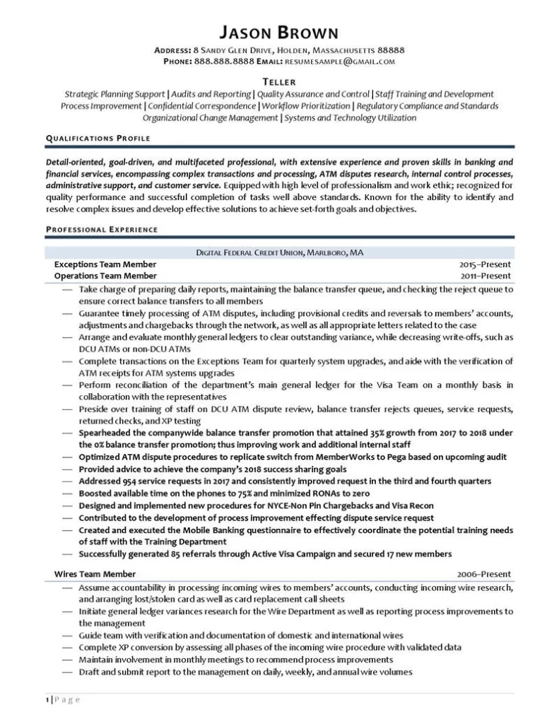 Teller Resume Examples 01 1