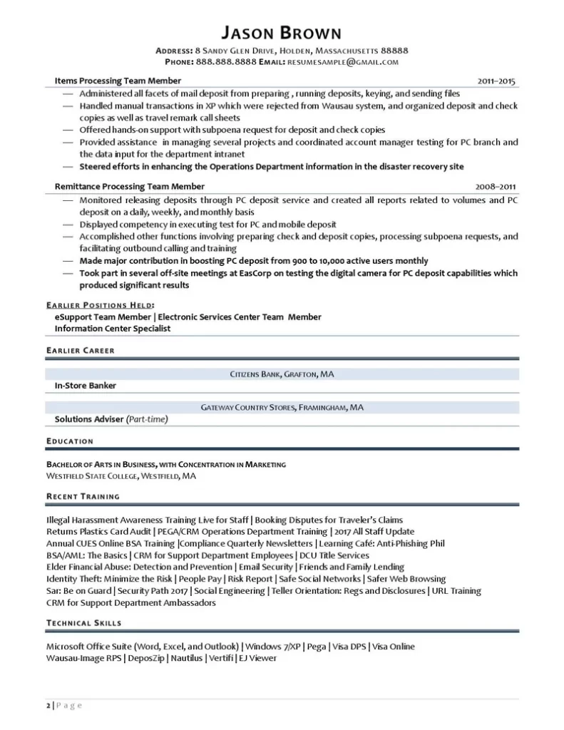 Teller Resume Examples 02 1