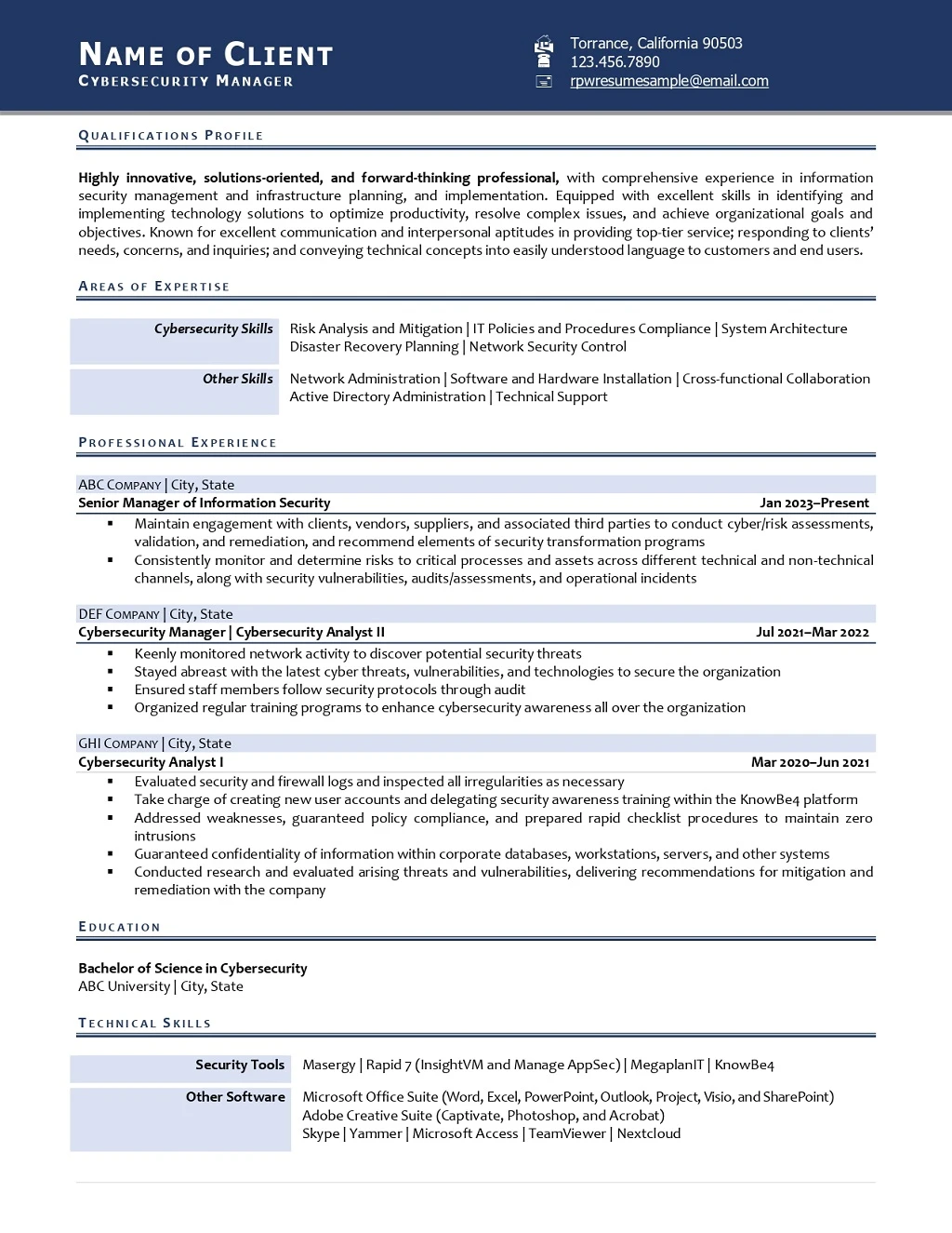 Cyber Security Resume