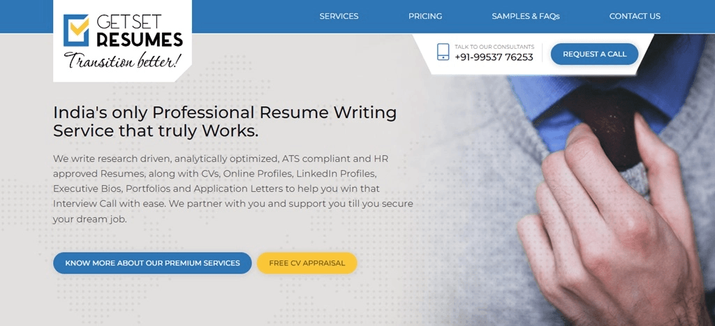 Hero Section Of Getsetresumes Data Science Resume Writing Services