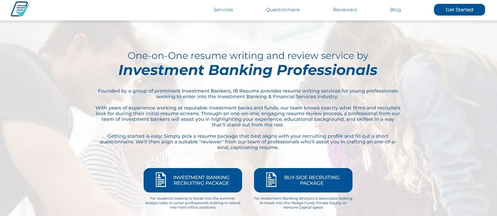 Hero Section Of Investment Banking Professionals Investment Banking Resume Writing Services