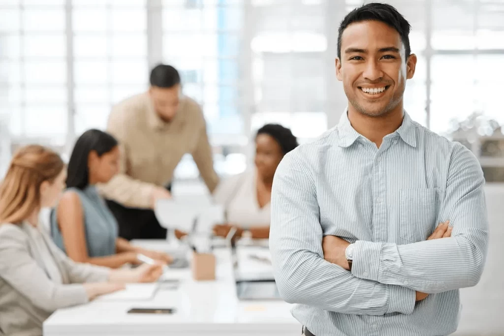 Confident Employee In A Collaborative Workplace