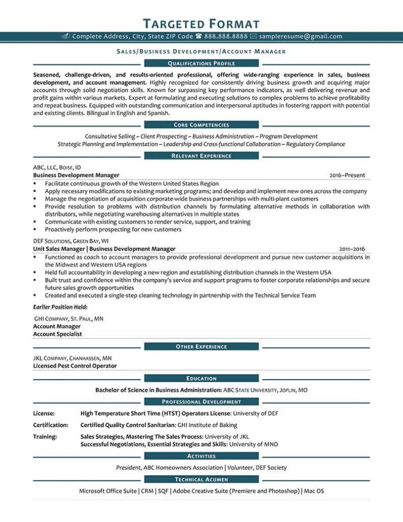 Rpw Targeted Resume Format Example 791X1024 1