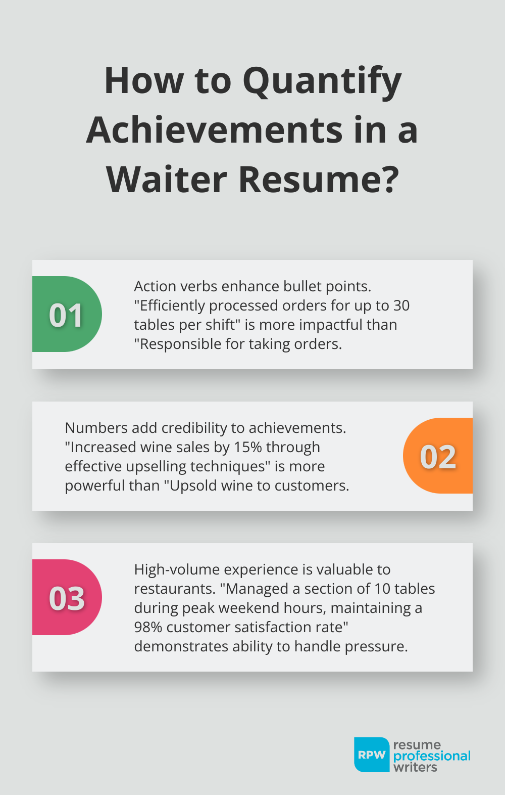 Fact - How To Quantify Achievements In A Waiter Resume?