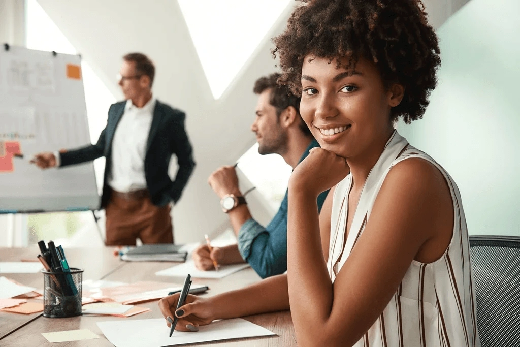 Female Employee Participating In A Meeting For Skill Building