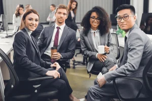 job seekers wearing professional attire for an interview