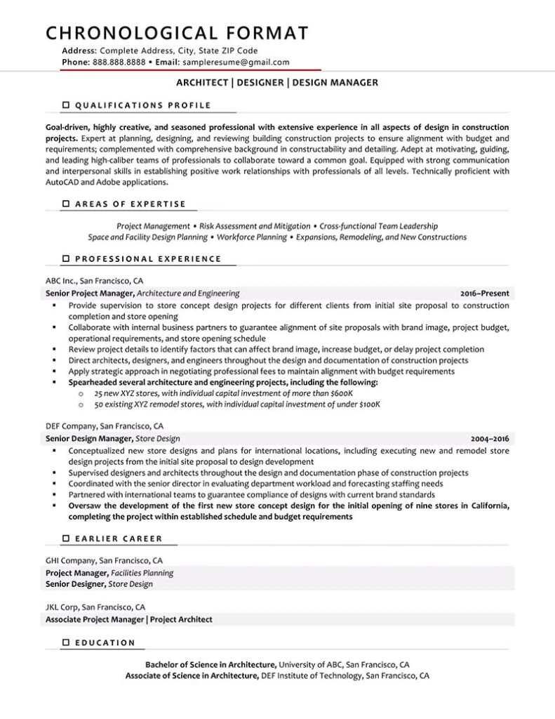 Rpw Chronological Resume Format Example 791X1024 1