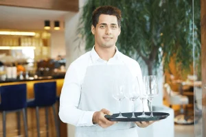 waiter working in a fine dining restaurant